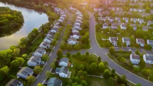 Aerial view of homes highlighting key Lake Lanier communities to watch in 2025