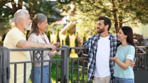 Neighbors discussing the community, perfect for North Atlanta first-time homebuyers exploring options