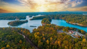 Aerial view of Lake Lanier showing why properties remain a long-term investment in the area