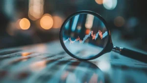 Magnifying glass highlighting market uptrend for communities and investment insights in Roswell GA homes