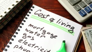 Document labeled cost of living representing utility expenses in North Atlanta homes