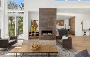 Modern living room showcasing interior design tips for Milton homes with bright lighting and neutral tones.