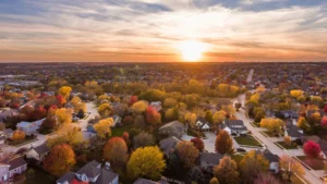 Aerial community view showing neighborhoods with strong housing demand and investment potential