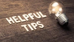 Table labeled helpful tips with a light bulb highlighting guidance for Woodstock buyers and sellers