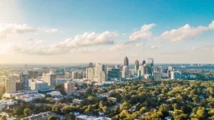 Aerial view of North Atlanta highlighting neighborhoods served by The Happy Homes Team and Compass Concierge home selling services